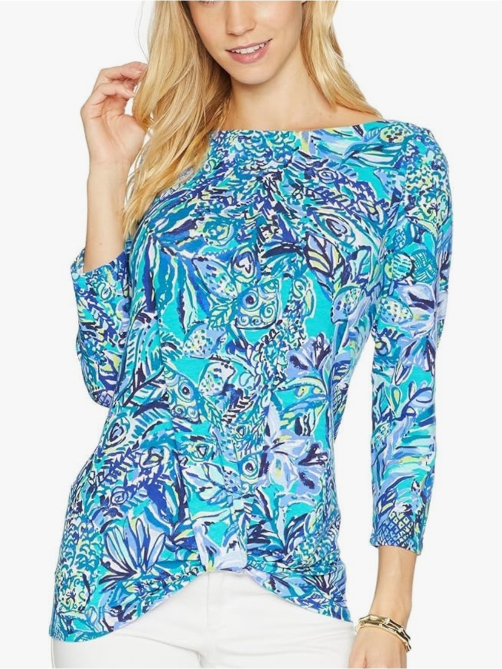 Lilly Pulitzer Women's Maci Top Bennet Blue Sneak a Break size XXS